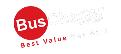The logo features the text "Bus Charter" in bold, with "Bus" inside a red circle. Below, "Best Value Bus Hire" is written in red, emphasizing affordability.