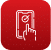 a hand presses a smartphone screen displaying a location pin, symbolizing navigation or location services, on a red background. the stylized design suggests a digital app interface.